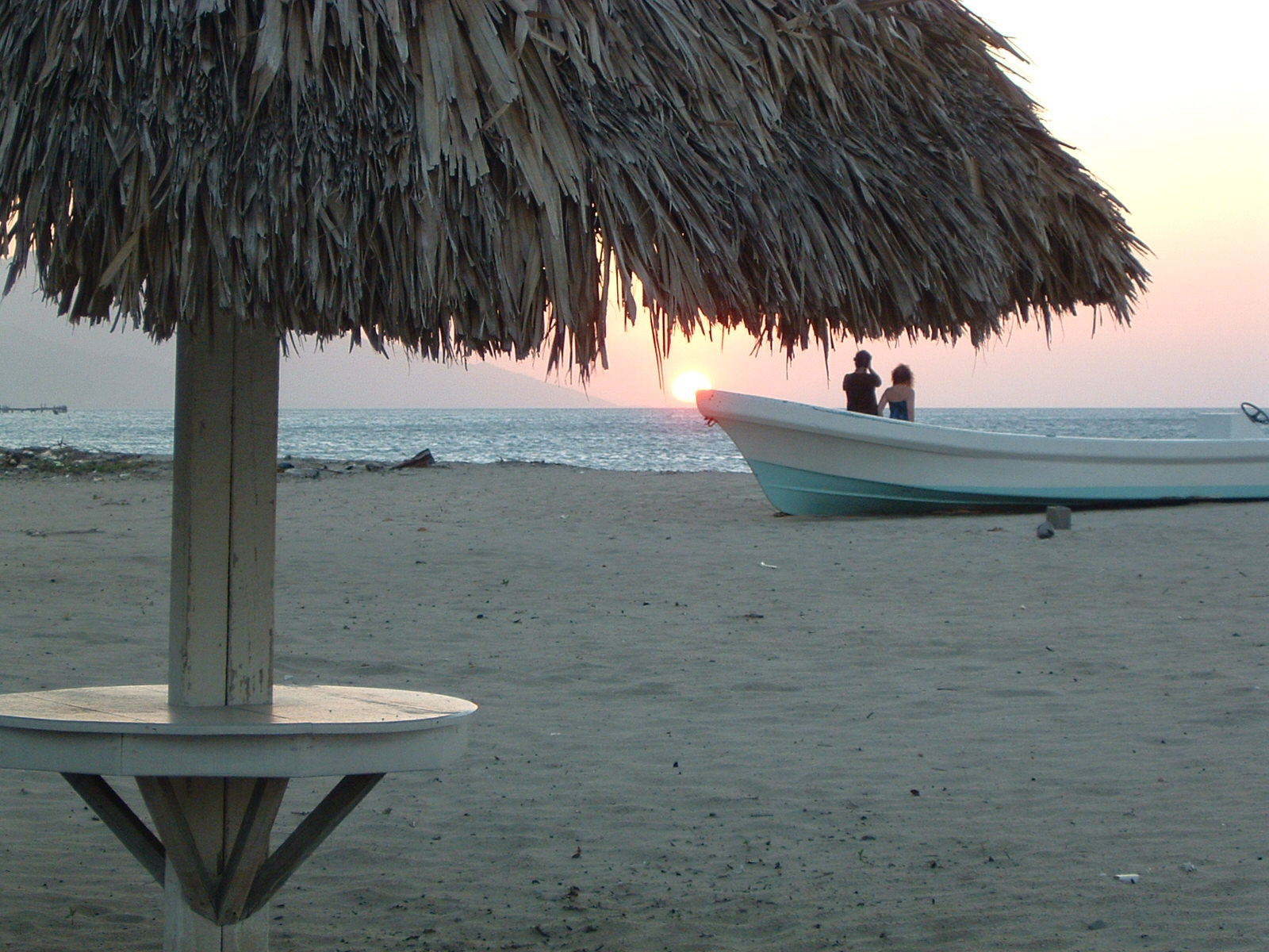 On the beach at
                  the Christopher Columbus Hotel in Trujillo, Honduras.